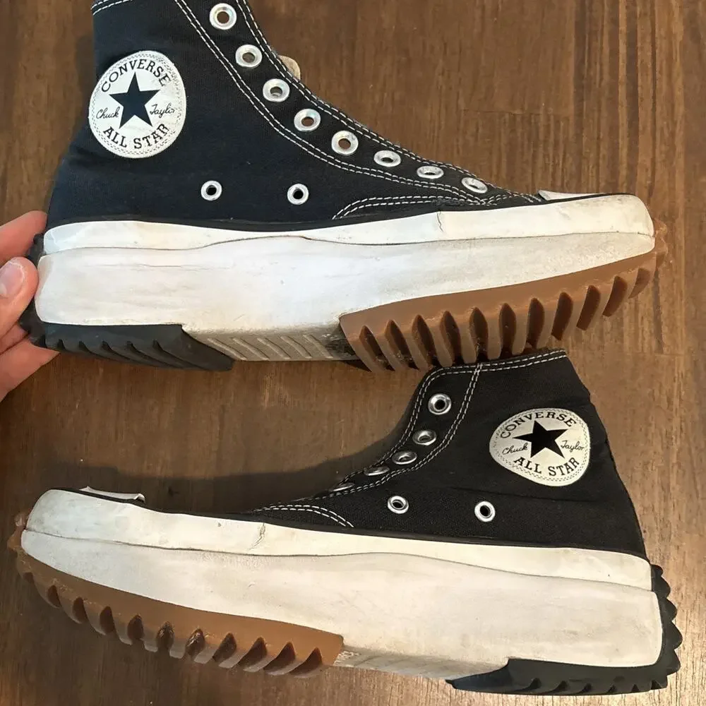 Converse Run Star Hike Hi Canvas Platform Sneakers Black Size 6.5 Mens no laces